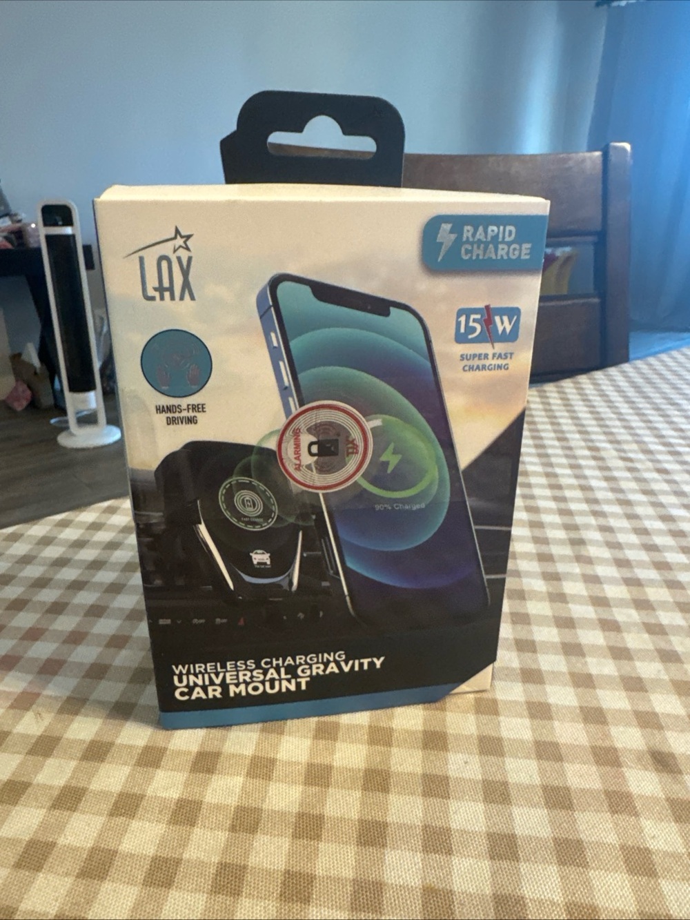 LAX 15W Wireless Charging Universal Gravity Car Mount - Black/Blue